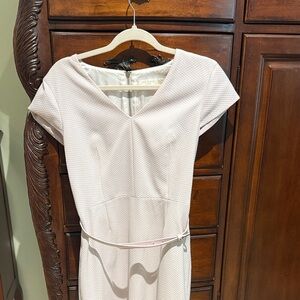 Ted Baker Soft Pale Pink Textured V-Neck Midi Dress